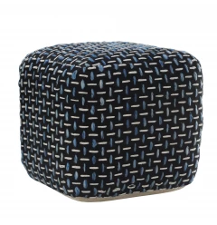 16" Black Polyester Ottoman