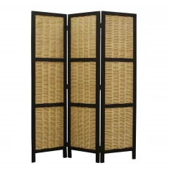 67" Brown Folding Three Panel Screen Room Divider