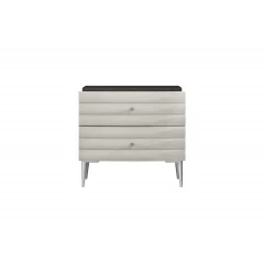 18" Dark Gray And Ivory Light Gray Two Drawer Nightstand