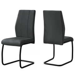 40.5" X 34.5" X 77.5" Grey Black Foam Metal Leather Look  Dining Chairs 2Pcs