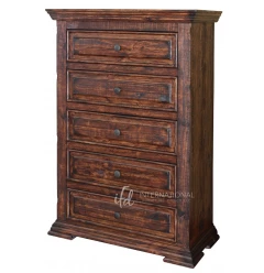 37" Chocolate Solid Wood Five Drawer Chest