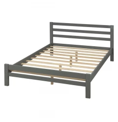 Gray Solid and Manufactured Wood Full Bed