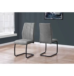 Set of Two Gray And Black Upholstered Polyester Dining Side Chairs