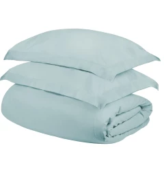 Light Blue King Cotton Blend 400 Thread Count Washable Duvet Cover Set