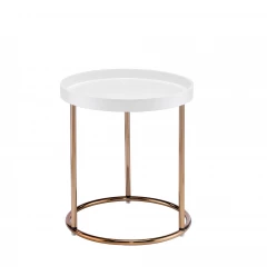 22" Copper And White Round End Table