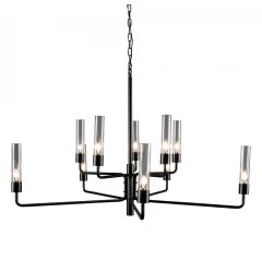 Chandelier Ten Light Iron And Glass Dimmable Ceiling Light