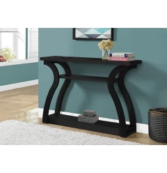 47" Black Floor Shelf Console Table With Shelves