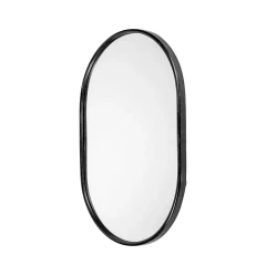36" Black Oval Metal Framed Accent Mirror