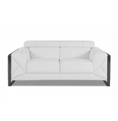 75" White And Black Italian Leather Loveseat