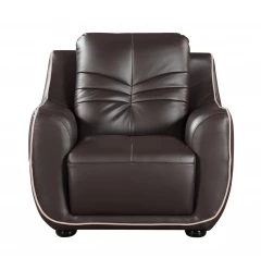 Leather Match Solid Color Flared Arms Club Chair Brown Legs