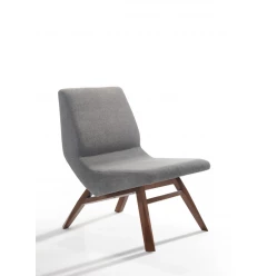 Grey walnut solid lounge chair with ottoman for comfortable seating in wood and composite materials
