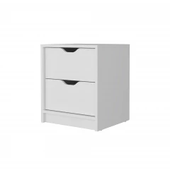 White drawer nightstand with integrated technology features and modern design