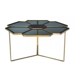 Geometric Floral Glass Coffee Table