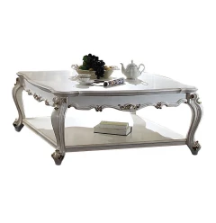 47" Pearl Solid And Manufactured Wood Coffee Table With Shelf