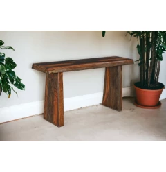 60" Dark Brown Solid Wood Frame Console Table