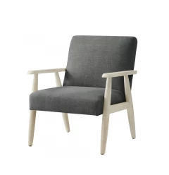 30" Charcoal And Cream Linen Arm Chair