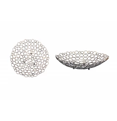 bronze decorative metal tray with artistic pattern and circular design