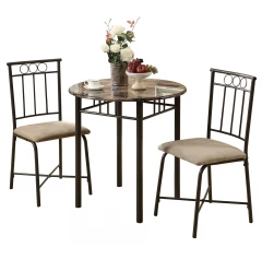 64" X 64" X 101" Cappuccino  Beige  Brown  Metal  Foam  Microfiber  3Pcs Dining Set