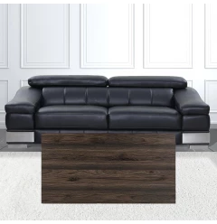 Walnut rectangular lift coffee table in a cozy living room setting with wood flooring