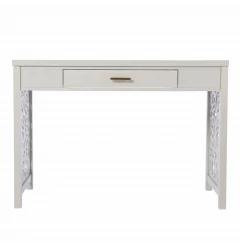 Gray Lattice Desk with Storage
