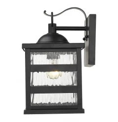 Glass panel Matte Black Outdoor Hanging Light