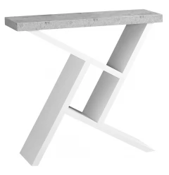 36" Gray and White Abstract Console Table With Shelves