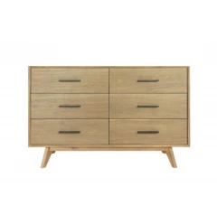 53" Walnut Solid Wood Six Drawer Double Dresser