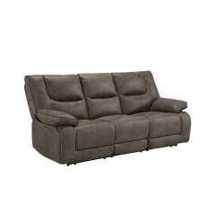 Black faux leather reclining USB sofa with comfortable cushioning and modern design