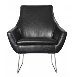 Distressed Black Faux Leather Armchair