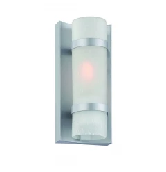 Brushed Silver and White Glass Wall Sconce