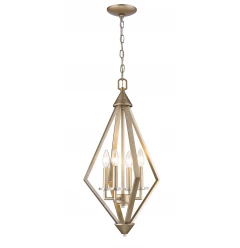 Easton 4-Light Washed Gold Pendant With Crystal Bobeches