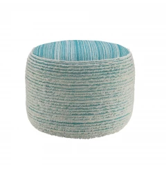 18" Blue Polyester Ottoman