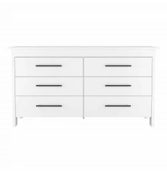 59" White Six Drawer Double Dresser