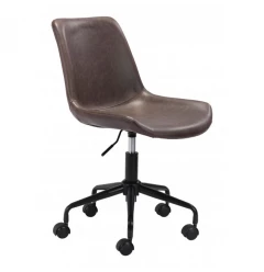 Modern Brown Faux Leather Rolling Office Chair