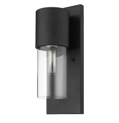 Contemporary Matte Black and Glass Wall Light