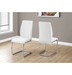 Two 77.5" Leather Look Chrome Metal And Foam Dining Chairs