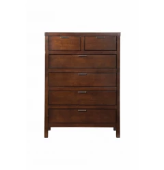 36" Brown Solid Wood Six Drawer Chest