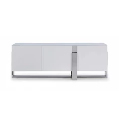 91" White Glass Frame Console Table