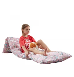 26" Pink and White Microfiber Unicorn Pouf Cover