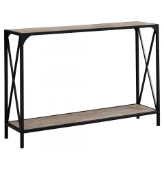 48" Taupe and Black Console Table With Shelves