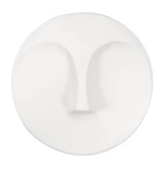 10" White Ceramic Face Round Wall Decor
