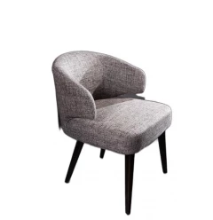 31" Grey Fabric Dining Chair With Wood Legs