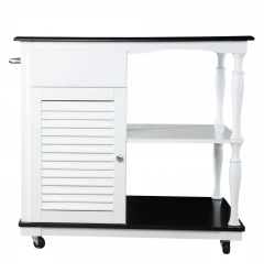 Black and White and Black 39" Rolling Kitchen Island With Storage