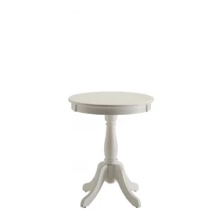 Cottage White Wood Pedestal Side Or End Table