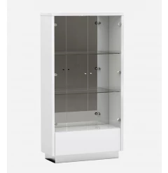 68" Silver and White Display Stand with One drawer