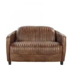 50" Brown Leather Loveseat