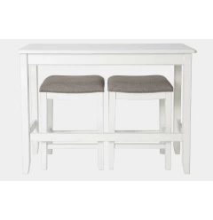 49" Three Piece White Rectangular Solid and Manufactured Wood Bar Table