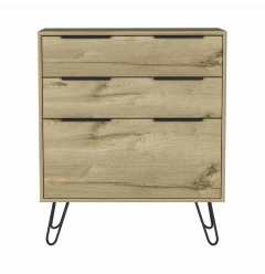 30" Brown and Black Three Drawer Dresser
