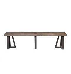 75" Natural and Black Distressed Solid Wood Dining Bench