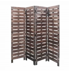 72" Brown Folding Four Panel Screen Room Divider